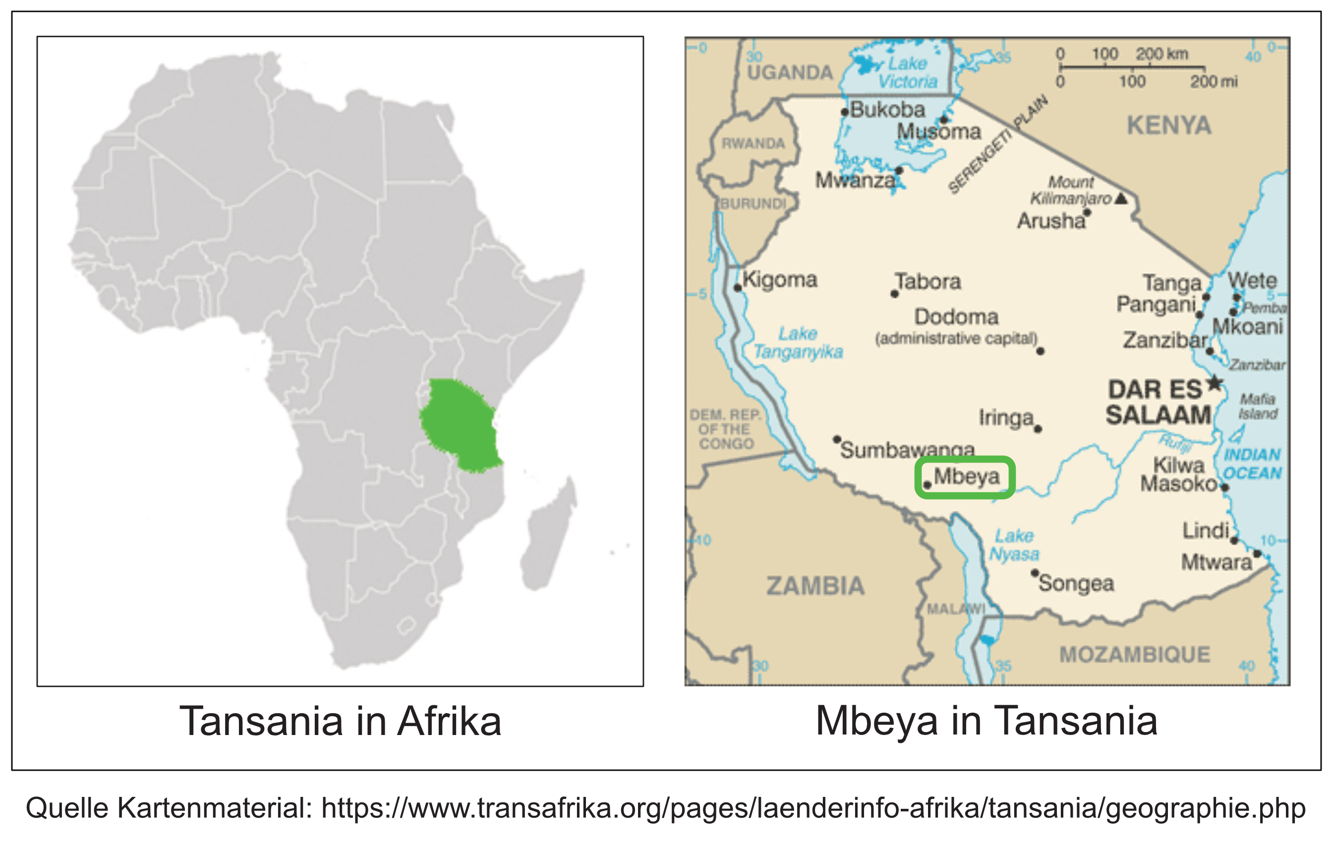 Karten Mbeya in Tansania