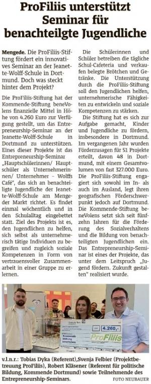 ProFiliis unterstützt Seminar für benachteiligte Jugendliche 