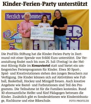 Kinder-Ferien-Party unterstützt