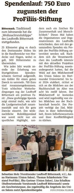 750 Euro zugunsten der ProFiliis-Stiftung