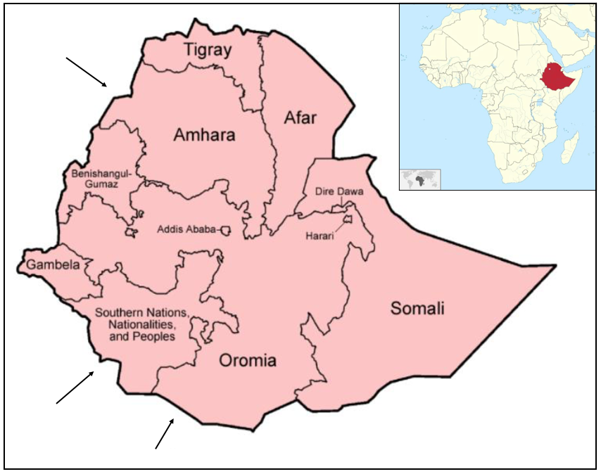 Kartenausschnitt Äthiopien