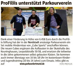ProFiliis unterstützt Parkourverein